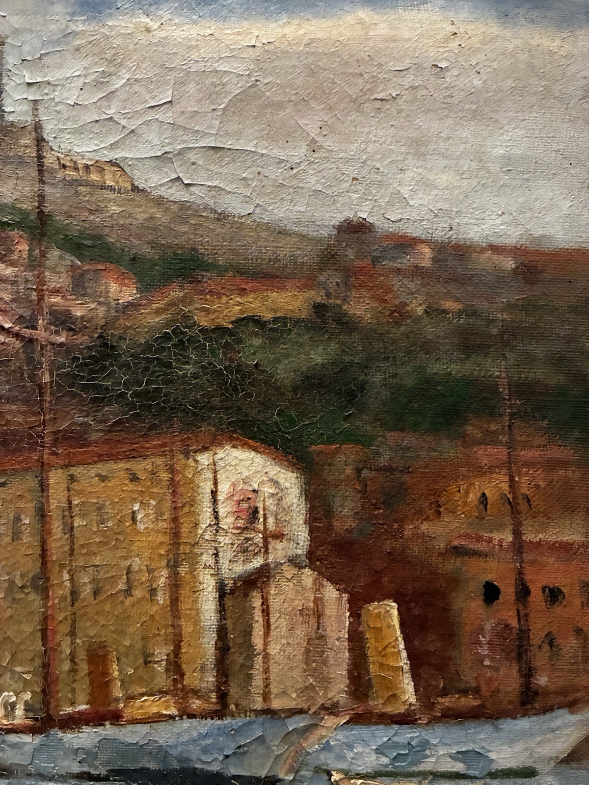 Antique painting painting view of Marseille 20th century