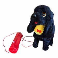 VTG 1960  s Battery Operated Black Dog WORKING MCM Made In Japan Barks Walks 8  
