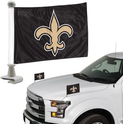 New Orleans Saints Car Flag Set, Ambassador Style, 4x6 Inch Double Sided Flags,