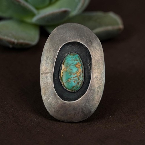 Vintage 1994 Handmade Sterling Silver Southwestern Turquoise Bolo Tie Slide