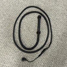 10 FOOT BRADED LEATHER BULL WHIP BLACK UNBRANDED