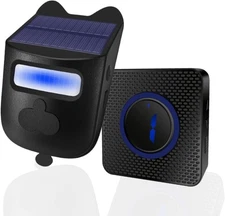 Solar Driveway Alarm, Wireless 600ft Range Motion Sensor Alarm Black