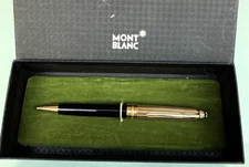 Auth. Montblanc Solitaire Gold Finish Pinstripe Ballpoint Pen Classique 164  R7