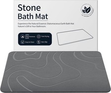 Stone Bath Mat for Bathroom, Diatomaceous Earth Shower Mat, Quick Dry, Grey