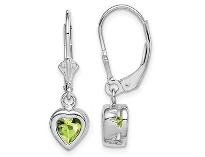 1,50 Karat (ctw) Peridot Ohrhänger Herz Ohrringe in Sterlingsilber
