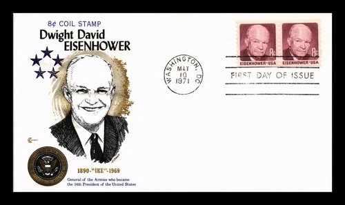 DR JIM STAMPS US COVER DWIGHT D EISENHOWER 8C COIL FDC COVER CRAFT CACHET