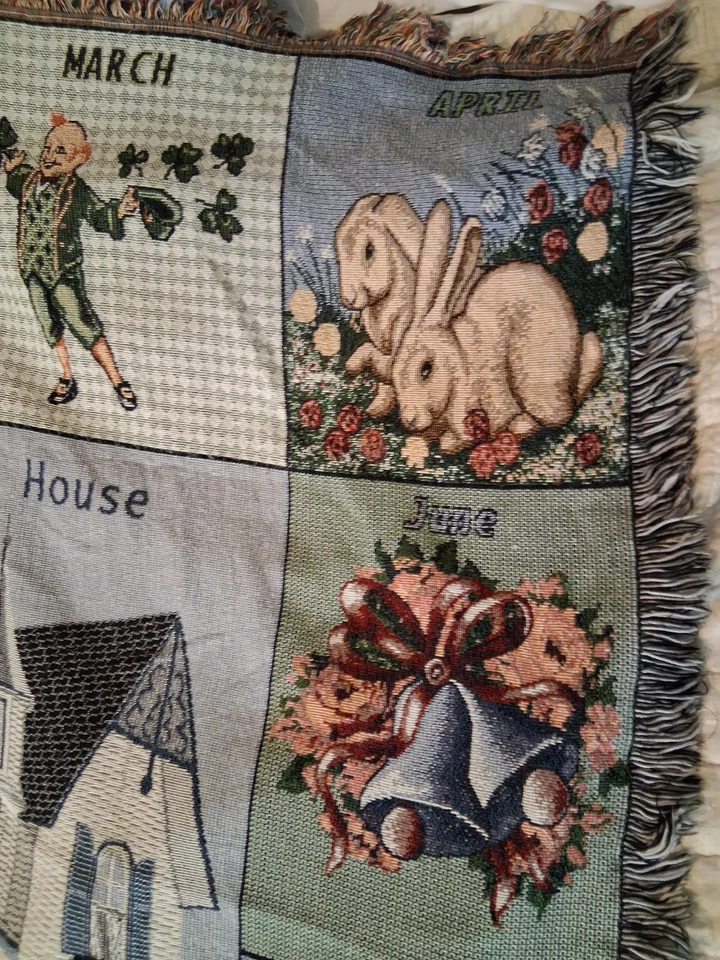 Manta tejida vintage bendice nuestra casa vacaciones tapiz calendario 68x50 Foto 4 de 4