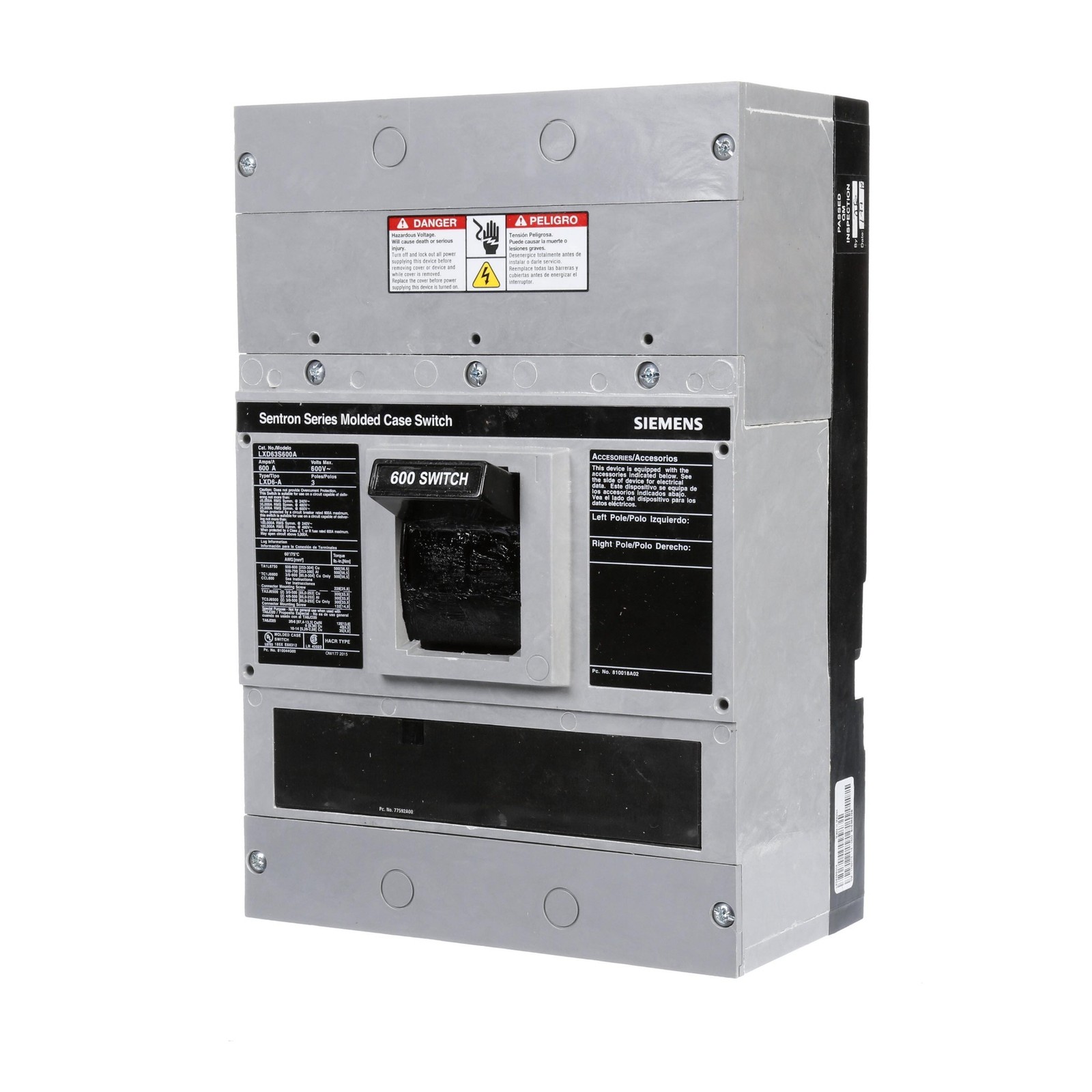 SIEMENS LXD63S600A 600A 600V