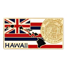 PinMart's State Shape of Hawaii   and Hawaii Flag Lapel Pin 1-1/4"
