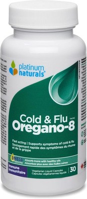 Platinum Naturals Oregano-8 Cold & Flu Support Vitamin C Grape Seed 30pcs NEW