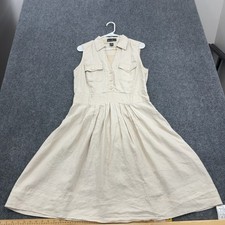 Mercer & Madison Dress Womens 12 Beige Linen Sleeveless Button Front Safari