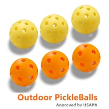 6-Pack Yellow and Orange 40 Hole Pickleball for Outdoor Family Sport Wind Resist