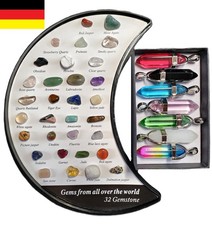 Heilsteine Set Edelsteine beschriftet + Chakren Anhänger | Meditation Geschenk