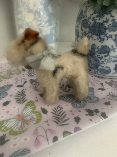 *ANTIQUE* 1950s STEIFF Germany 3.5" Mohair Foxy the Wire Fox Terrier Dog Bell - Picture 4 of 9