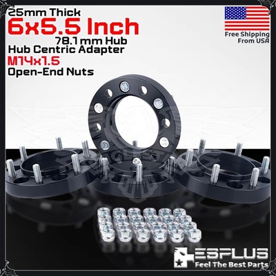4pc 1'' HUB CENTRIC WHEEL ADAPTER SPACER 6X5.5'' CB 78.1mm 14x1.5 FIT Silverado