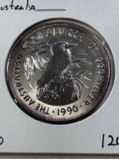 1990 Australia 5 Dollar Silver Kookaburra