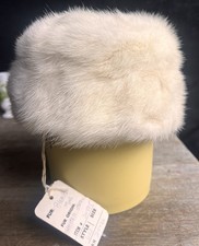 Vintage 1980s Mr. D Genuine Mink Fur Pillbox Hat-w Tag-bleached