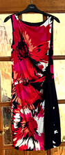 VGC Ladies DEBUT at DEBENHAMS Abstract FLORAL Print TIE BELTED Stretchy Dress 12