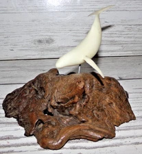 Vintage Sculptured Ocean Whale On Driftwood Mid Century Jere era John Perry