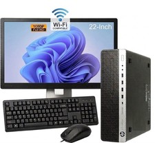 HP EliteDesk 800 G3 PC FAST SSD 22" LCD Monitor WiFi Windows 11 Warranty