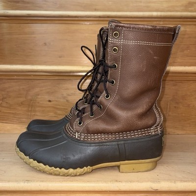 L.L. Bean Duck Boot Brown Leather Shearling Lined US 8 M