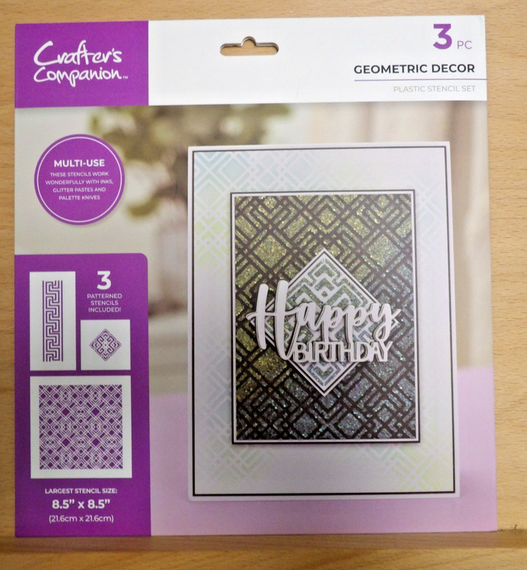 CRAFTERS COMPANION STENCIL SET, GEOMETRIC DECOR  NEW