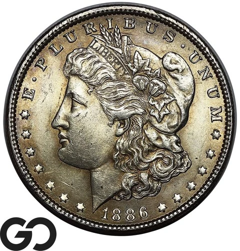 1886 Morgan Silver Dollar Coin, Solid Gem BU++