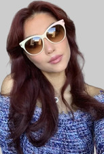 New Tom Ford 57mm Oversized White Cream Cat Eye Womens Sunglasses