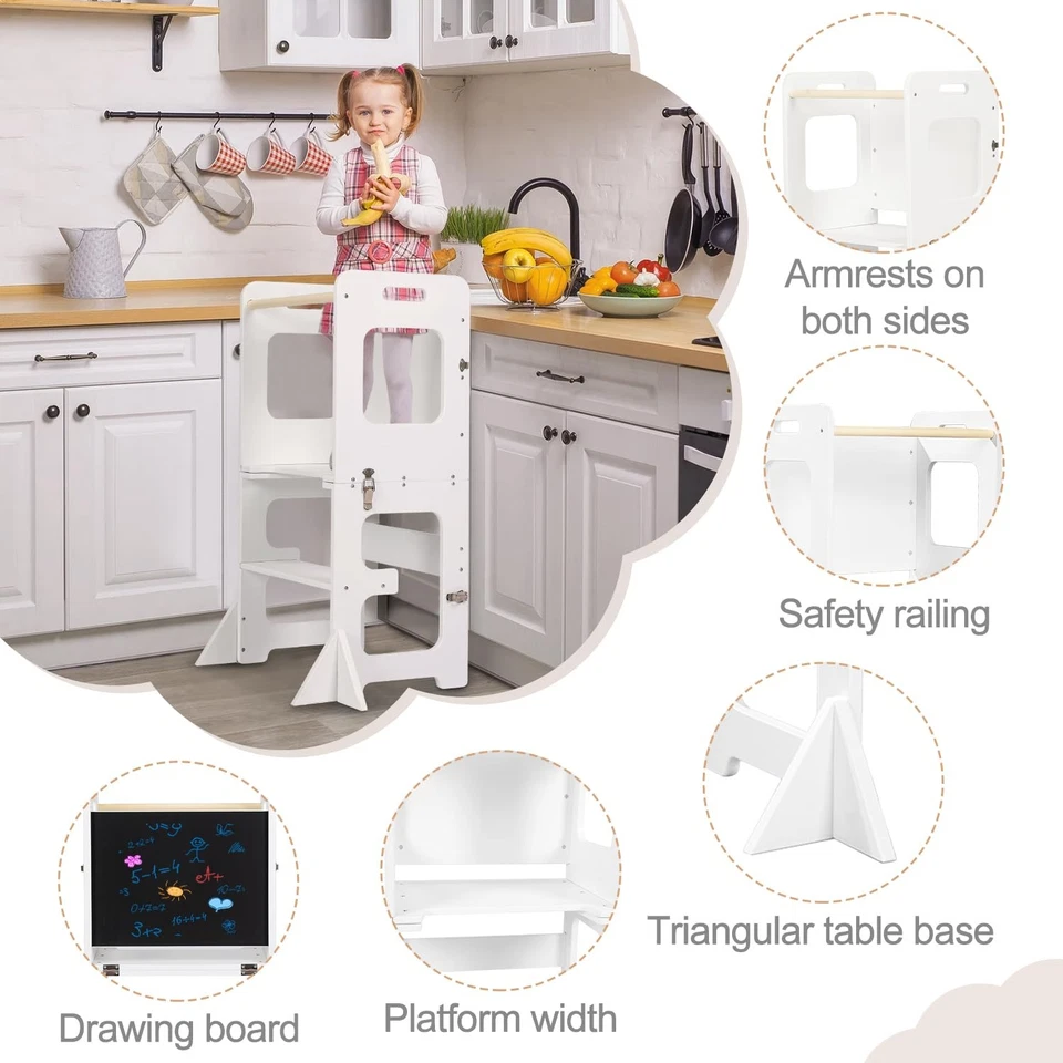 labebe Torre montessoriana per bambini Pieghevole Torre di Apprendimento 3 in 1 - Immagine 4 di 4