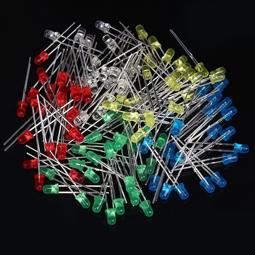 100Pcs 3mm LED Light White Yellow Red Green Blue Assorted Kit DIY LEDs Set New - Picture 8 of 9