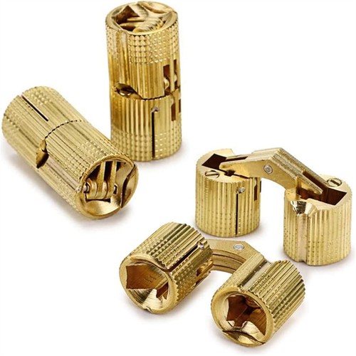 4Pcs 8mm Brass Cabinet Hidden Barrel Hinge Invisible Hinge Concealed Worktop AUS - Picture 2 of 12