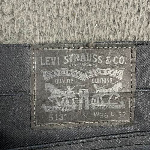 Levis Jeans Mens 36x32 Black 513 Slim Straight Fit Denim Stretch Casual - Picture 7 of 14