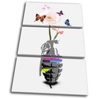 Grenade Nature Peace Love Graffiti TREBLE CANVAS WALL ART Picture Print