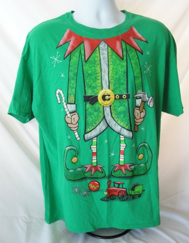 Santa’s ELF Costume Green Holiday T-shirt XLG SS Unisex