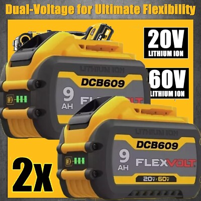 2Pack For DEWALT FLEXVOLT 20V/60V MAX 9.0/12Ah Lithium Battery DCB609-2 DCB612