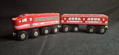 Maison Joseph Battat Wooden Train Engine and Car Brio Thomas Track Campatible