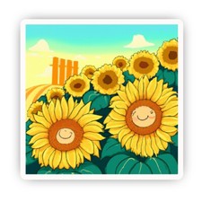 Sunflowers in a Field Sunny Days Sunset Sunrise Vinyl Decal Sticker Laptop Phone