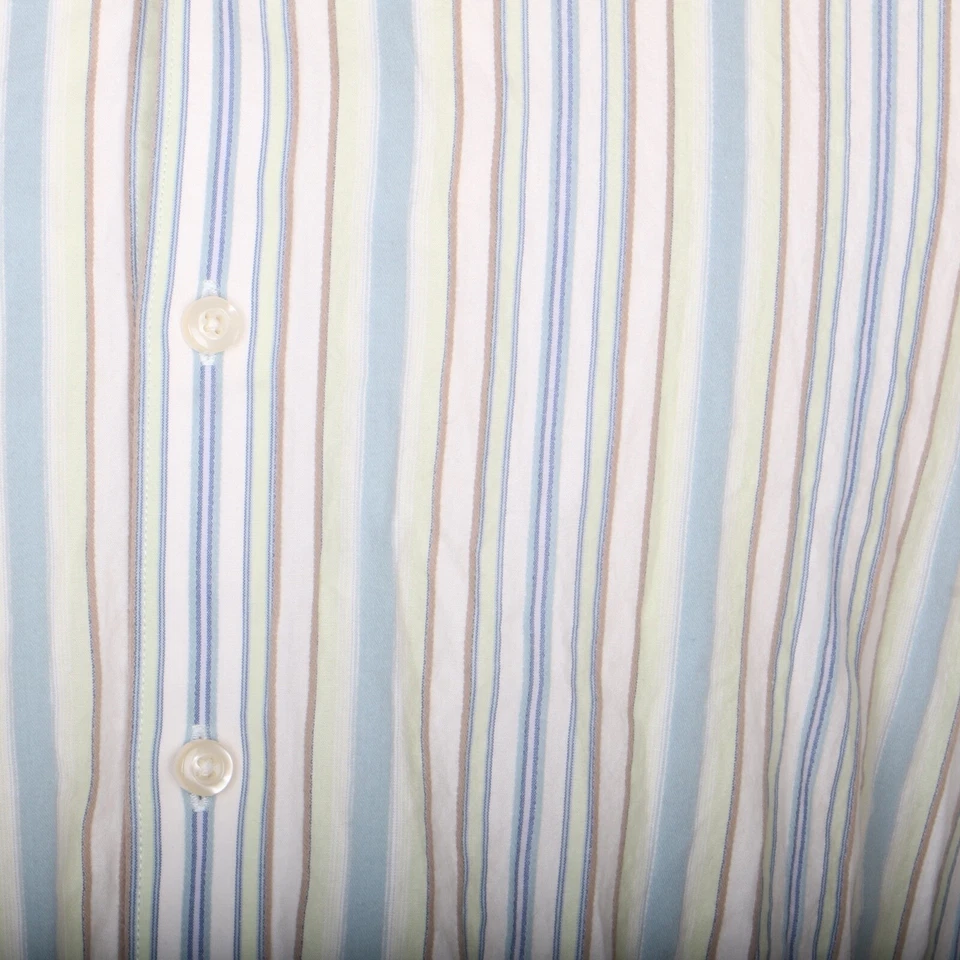 Structure Button Down Casual Dress Shirt Men XL White Blue Brown Green Stripe - Image 3 of 4