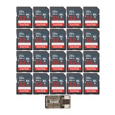 SanDisk 32GB Ultra SDHC UHS I Memory Card 20 pack with Focus Card Reader