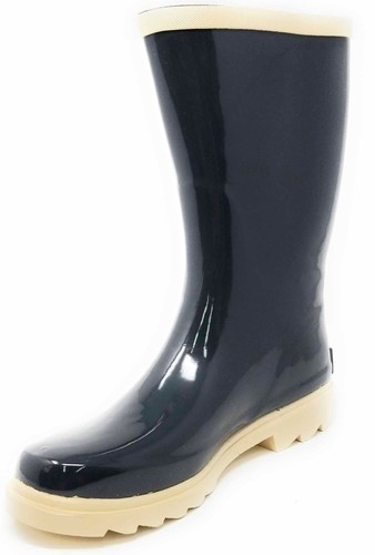 Rubber Rain Boots, Women's Black/Beige 11" Waterproof Garden Boots - Picture 3 of 3