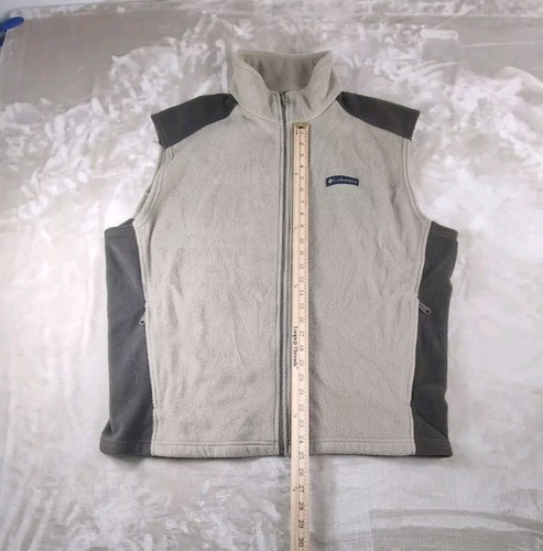 Columbia Men's Full Zip Mountain Fleece Vest Two Tone Green sz XL Zip Pockets - Imagen 11 de 13