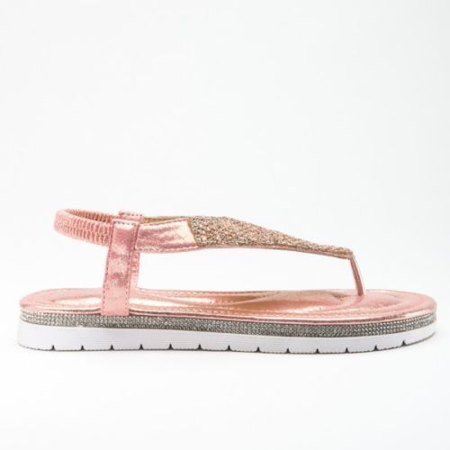 Womens Ladies Flat Platform Heel Diamante Summer Toe Post Comfy Sandals Shoes - Picture 5 of 13
