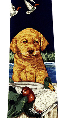 Duck Pup Mens Silk Necktie Endangered Species Animal Dog Hunting