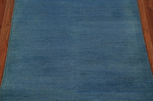 Handmade Gabbeh Solid Design Wool Modern Rug - Blue" 3x5 ft - Picture 4 of 17