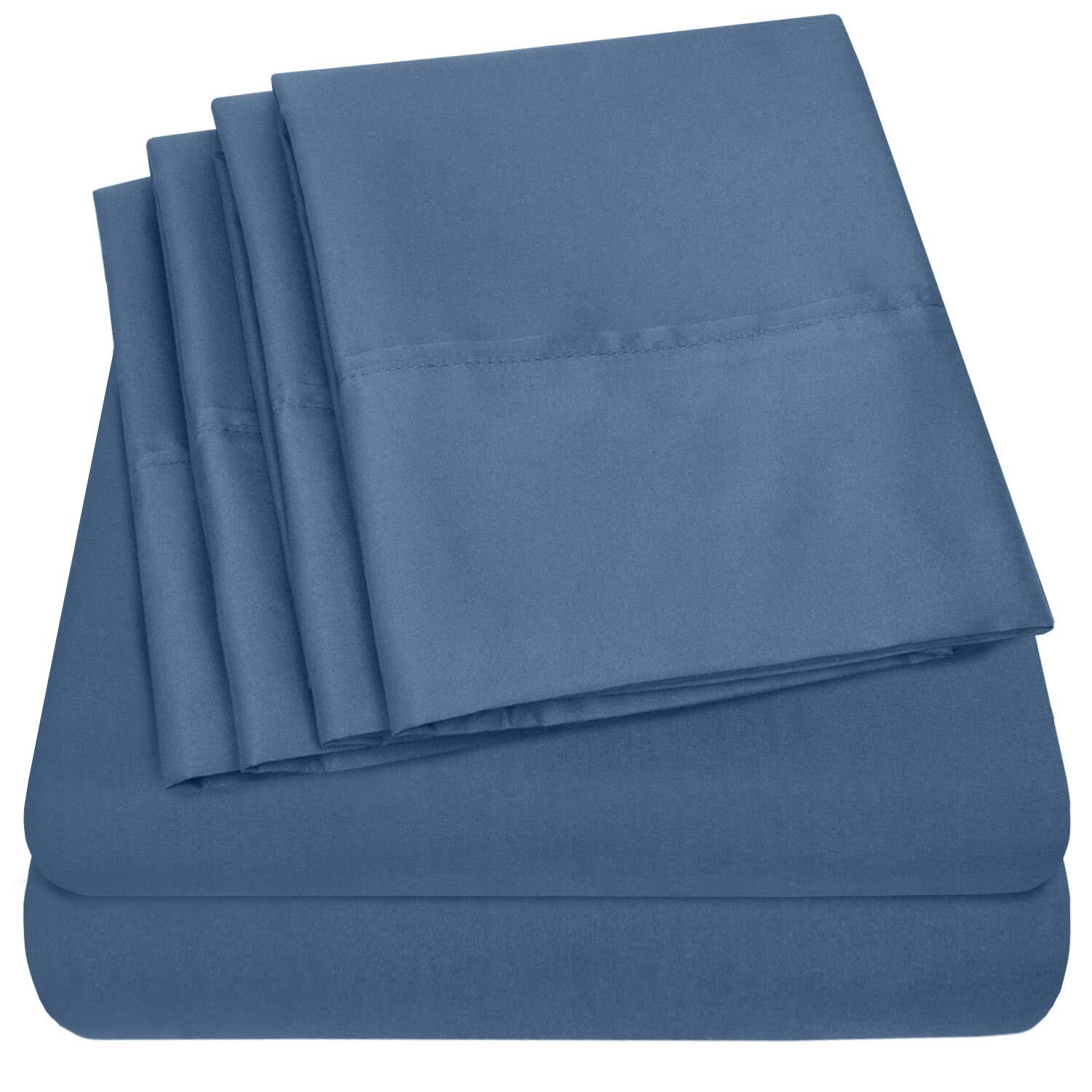 Queen Sheets Denim - 6 Piece 1500 Supreme Collection Fine Brushed Microfiber ...