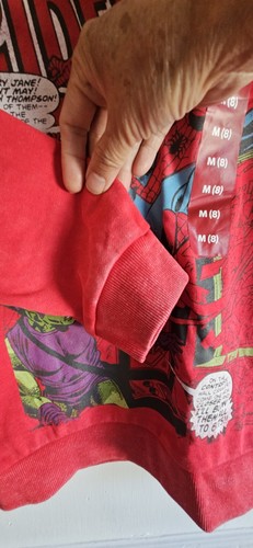 NWT Marvel Boys Mineral Washed Crewneck Pullover Sweatshirt- Size M(8) - Red - Picture 6 of 9