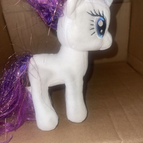 Ty Sparkle My Little Pony Rarity White Purple Diamonds Unicorn Soft Plush Toy 7” - Picture 3 of 4