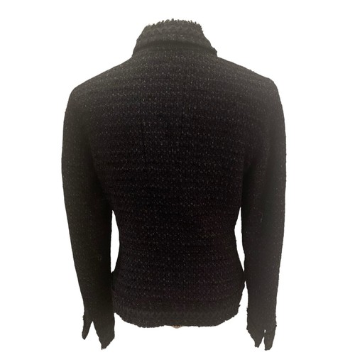 Elie Tahari Blazer Womens Size 12 Black Tweed Wool Blend Lined Jacket - Picture 2 of 13
