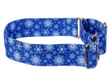 Medium Martingale Blue Snowflake Dog Collar And 6 Foot Leash Set