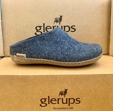 Glerups - Women's Slip On Denim Leather Sole Slippers New in Box